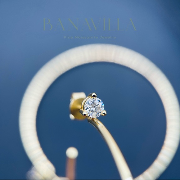 S925 with 14K Gold Plating Large Hoop Earrings 4mm Moissanite 0.6ctw - Picture 5 of 8